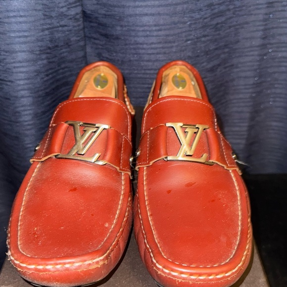 Louis Vuitton Men\'s Red Leather Loafers